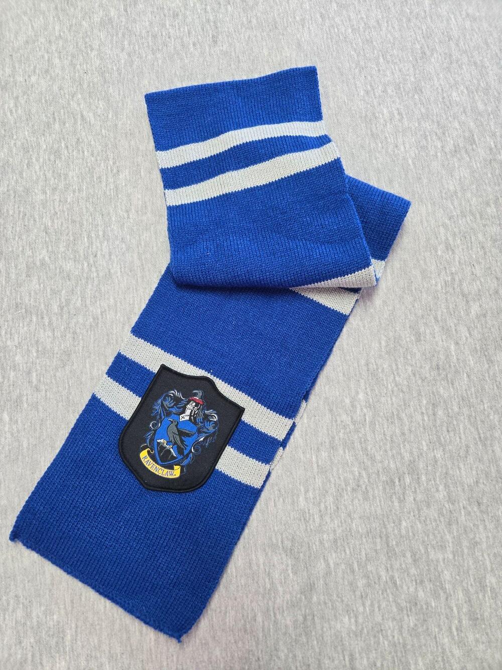 Harry Potter Scarf Womens One Size Blue Ravenclaw Stripe Knit House Crest